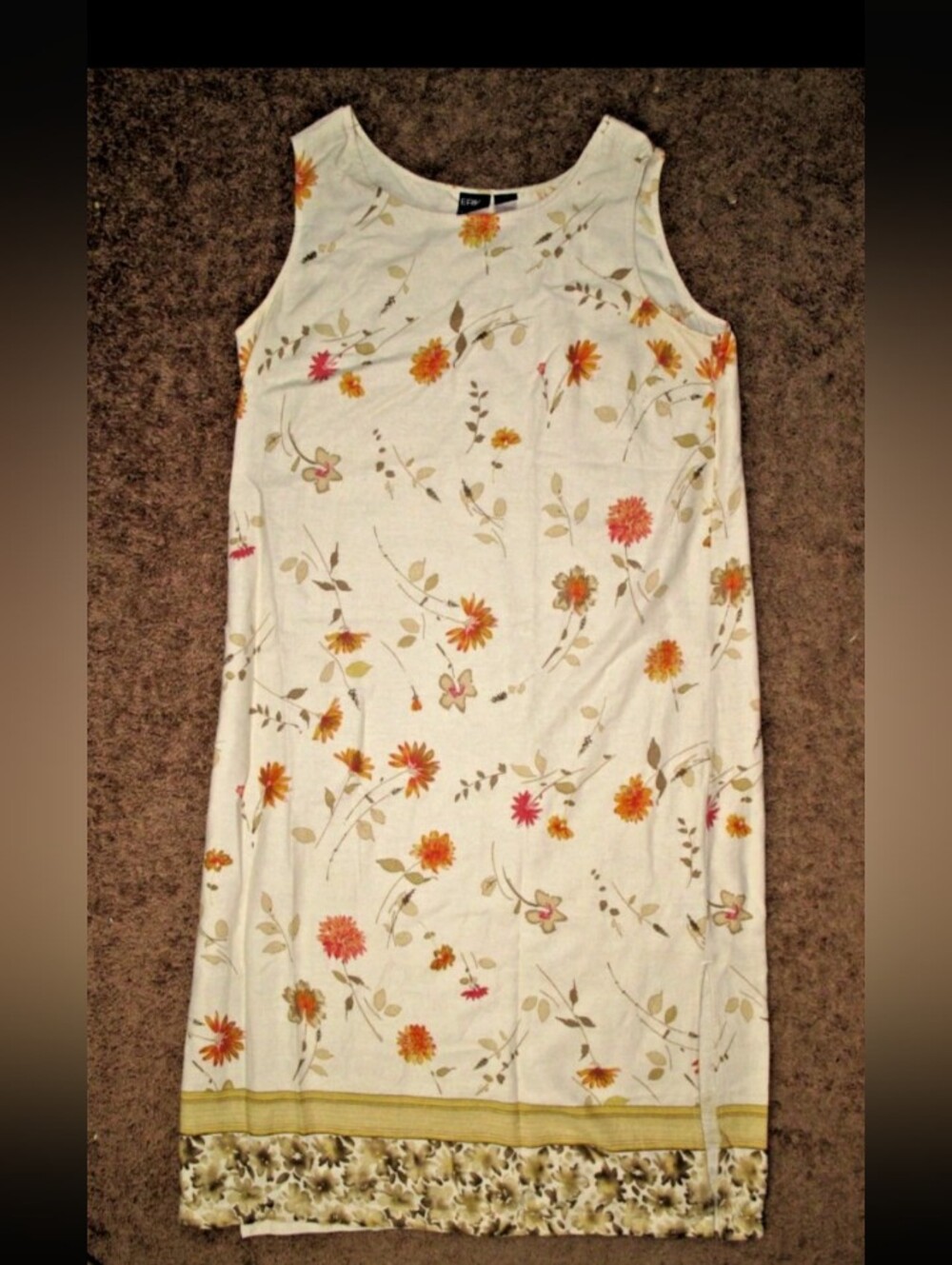 Vintage Erika Women's Sleeveless Maxi Dress Linen Blend Y2K Beige Size 1 X